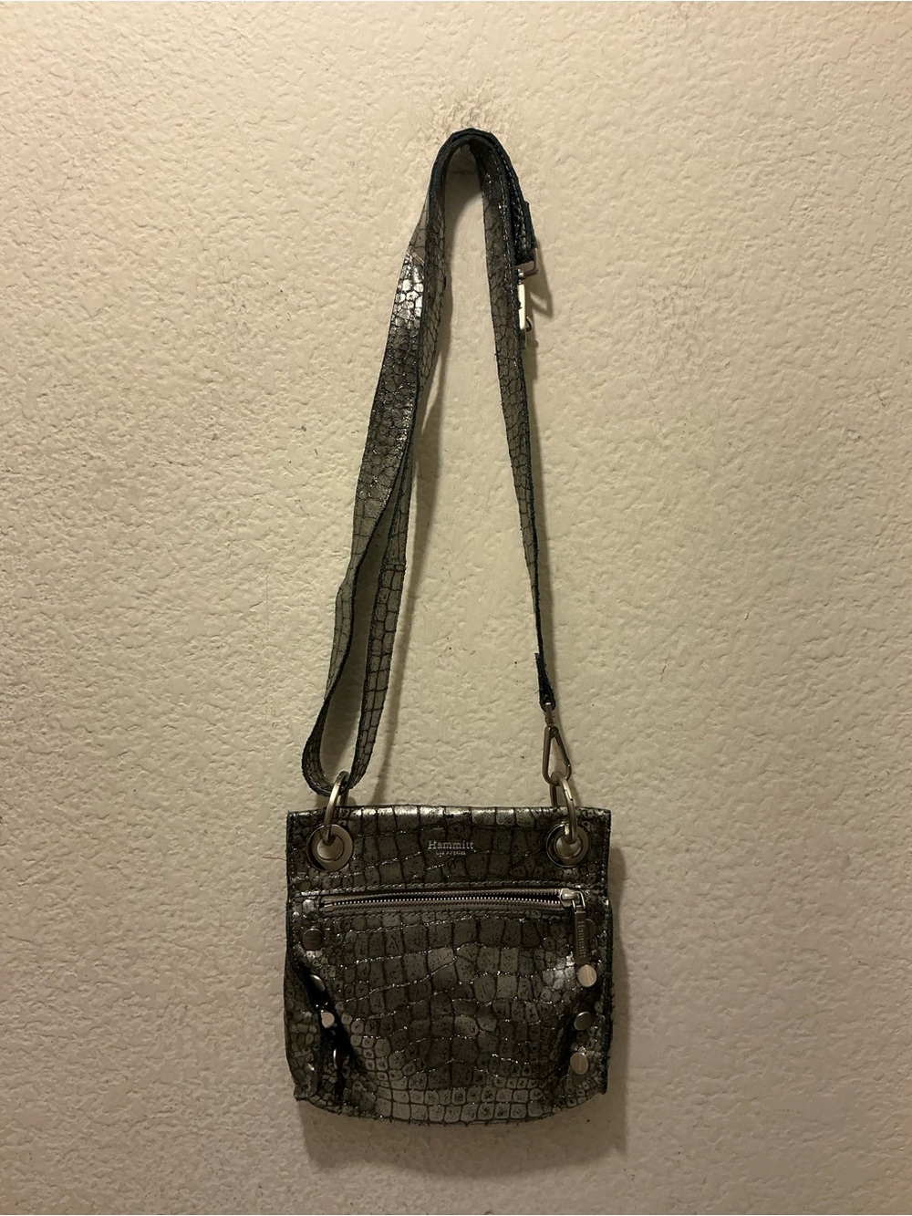 HAMMITT Small Anchor leather metallic Foil Reptile Crossbody